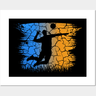 Travel back in time with beach volleyball - Retro Sunsets shirt featuring a player! Posters and Art